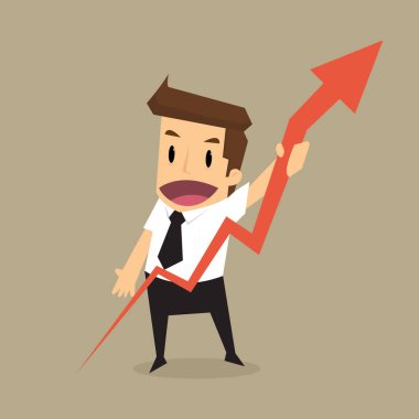 işadamı yükseltmek grafik büyüyen bir ok