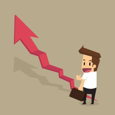 merdiven kırmızı ok üzerinde çalıştırmak işadamı