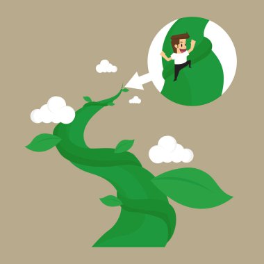 f nihai başarı için Beanstalk tırmanmaya iş adamı