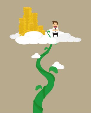 business man to climb the Beanstalk to ultimate success,pride clipart
