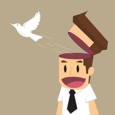 iş adamı kuş dışında yaratıcı imaginati ulaşmak için baş,