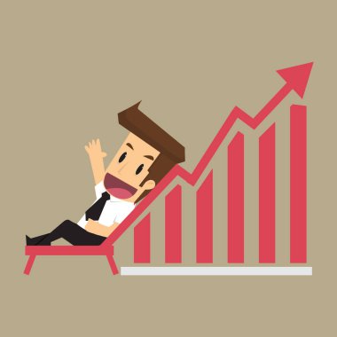 iş adamı ve artış, gelir ile rahatlatıcı bir grafik Inc