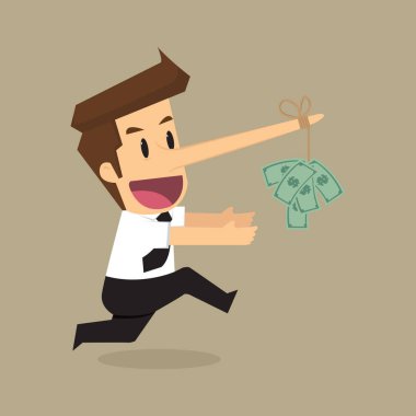 Uzun burun para yem olarak para ile işadamı