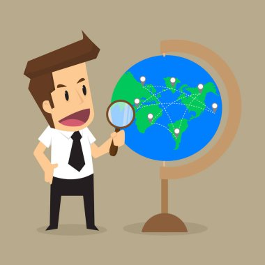 İş adamları bir büyüteç kullanmak, yeni yatırım tüm ove bulmak