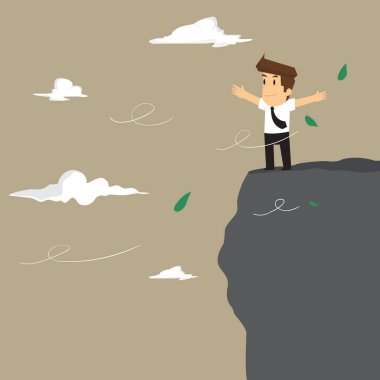 iş adamı ayakta silah uçurum