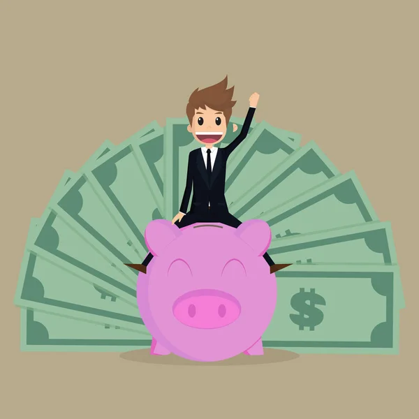 Businessman saving money — Stock Vector