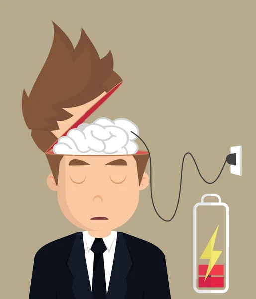 Empresario cerebro cargador — Vector de stock