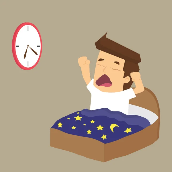 El hombre de negocios se despierta temprano. — Vector de stock