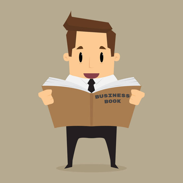 мультипликационный бизнесмен учиться и читать книгу
