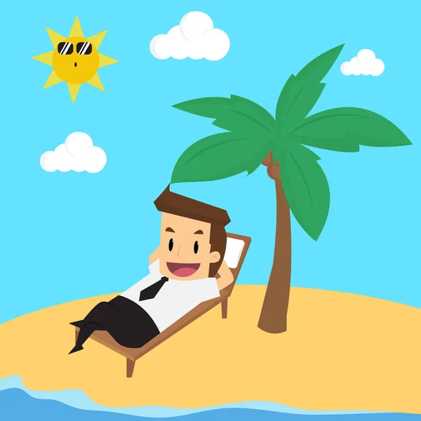 Empresário em férias .vector ilustração desenho animado conceito —  Vetores de Stock