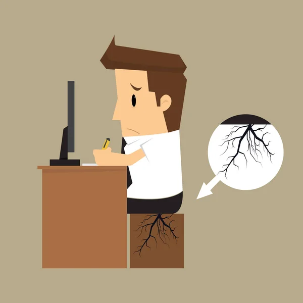 Hombre de negocios asiento inferior germinar raíz — Vector de stock