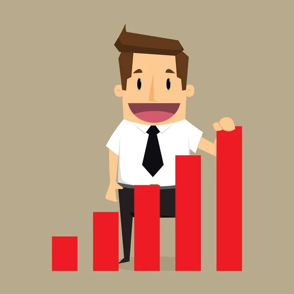 Zakenman houden staafdiagram — Stockvector