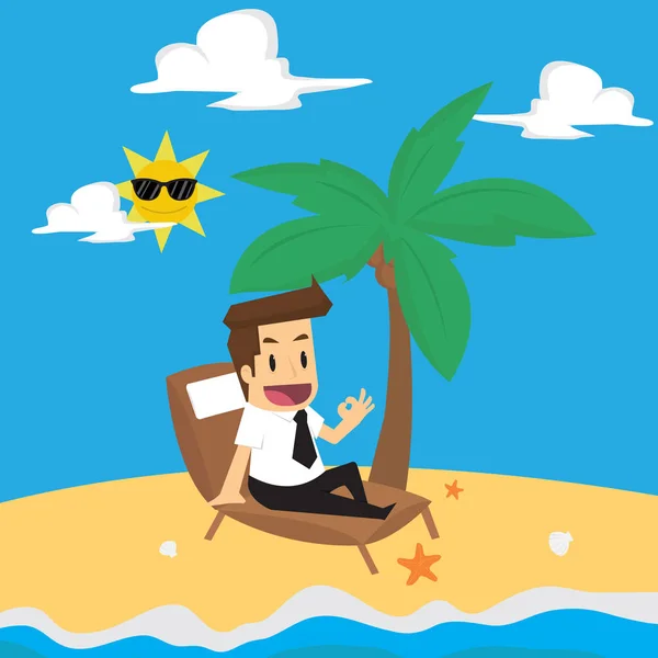 Hombre de negocios relajarse en las vacaciones — Vector de stock