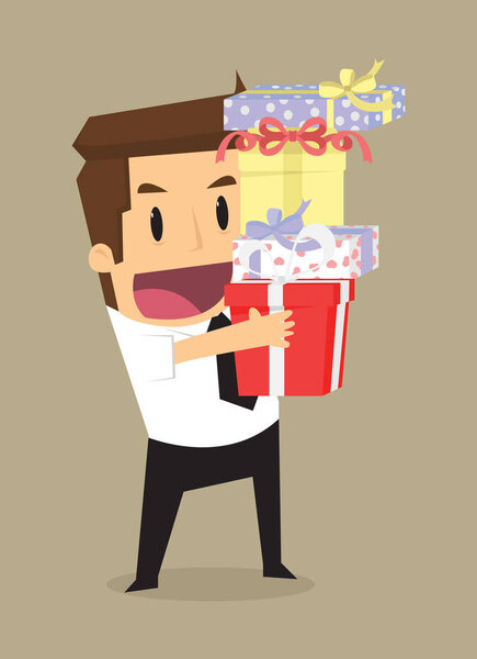 бизнесмен с подарочной коробкой, это был особый случай
