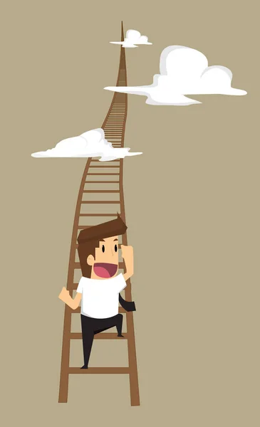 Business man to climb the stairs up to a higher position — Stock Vector