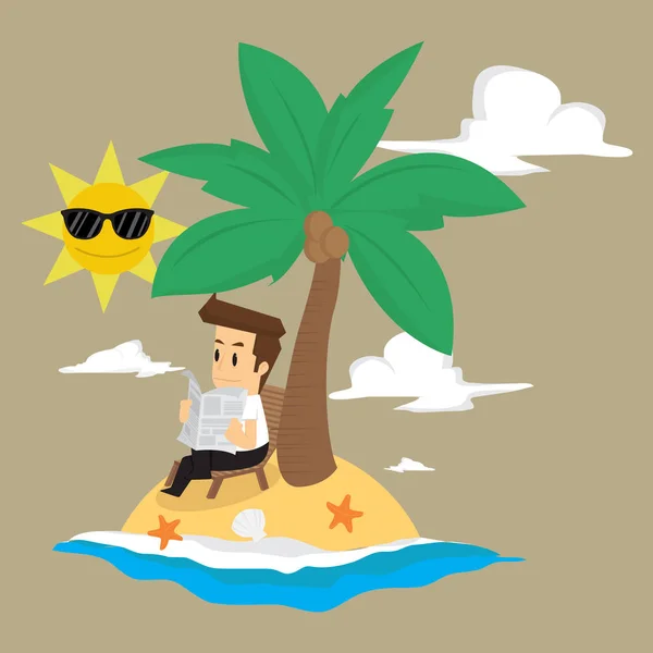 Hombre de negocios relajarse en las vacaciones — Vector de stock