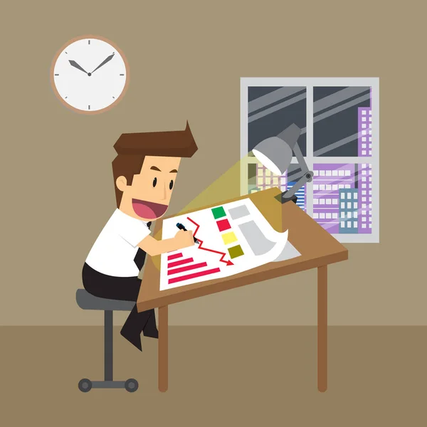 Podnikatel pracují přesčas a plánování — Stockový vektor
