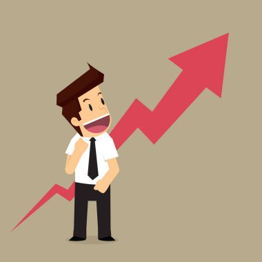 iş adamı yukarı ok gurur ile