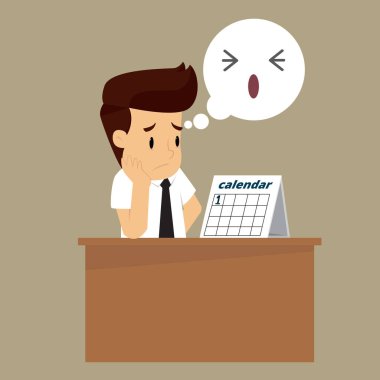 businessman bored with the new month clipart