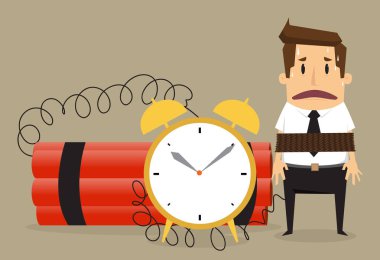 Bağlama saatli bomba, iş kavramı ile genç işadamı