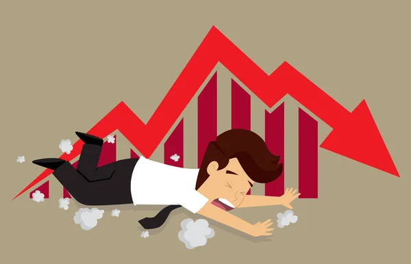 Geschäftsmann stürzte, Grafik fällt — Stockvektor