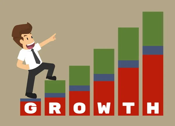 Empresário e um processo de crescimento — Vetor de Stock