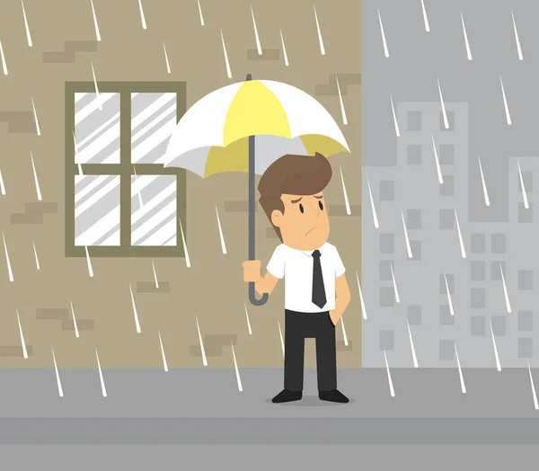 Бізнесмен потрапив під дощ — стоковий вектор