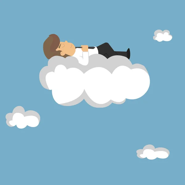 睡在云上的商人 — 图库矢量图片