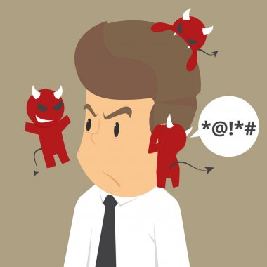 Şeytan bir işadamı, dedikodu çerçeveli, fısıltı