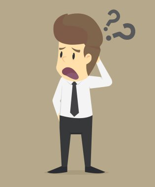 businessman confused with the question, the problem exists clipart