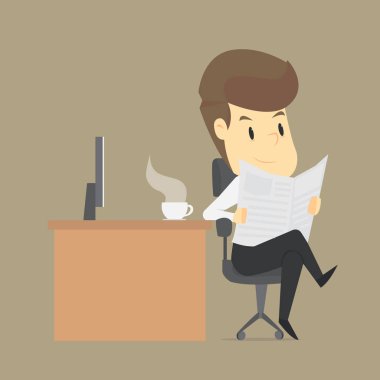 Bir işadamı bir Newsrpape okuma