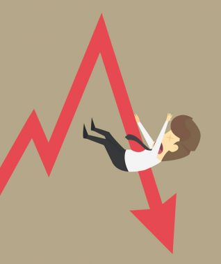 Aşağı bıçakladı okları, ok grafik olmak işletmeler