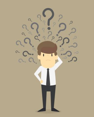 businessman confused with the question, the problem exists clipart