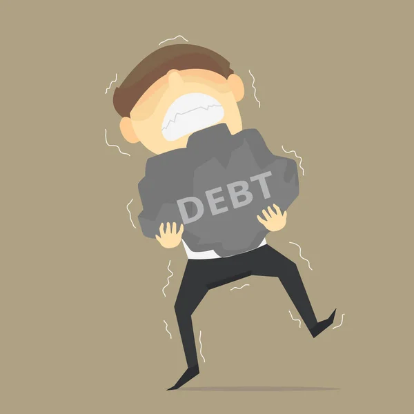 Бизнесмен, несущий бремя долгов — стоковый вектор