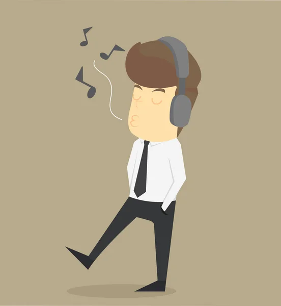 Um empresário relaxar ouvindo música.VECTOR — Vetor de Stock