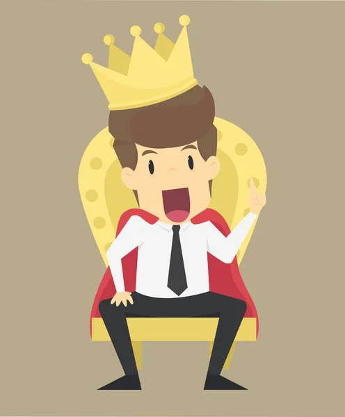 Ένας επιτυχημένος επιχειρηματίας κάθεται στο θρόνο σαν βασιλιάς — Διανυσματικό Αρχείο