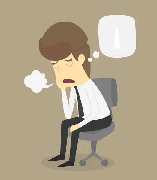 Businessman character tired. Hard work — Stock Vector
