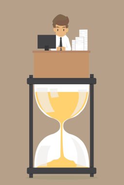 Çalışkan, kum saati üzerinde işadamı