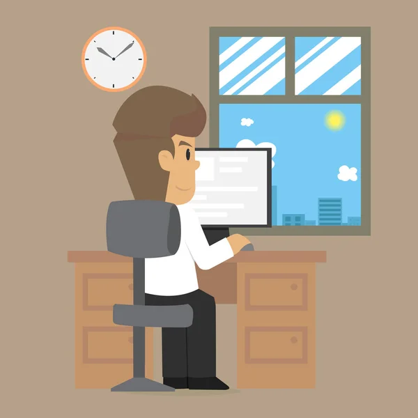 Hombre de negocios feliz con su trabajo — Vector de stock