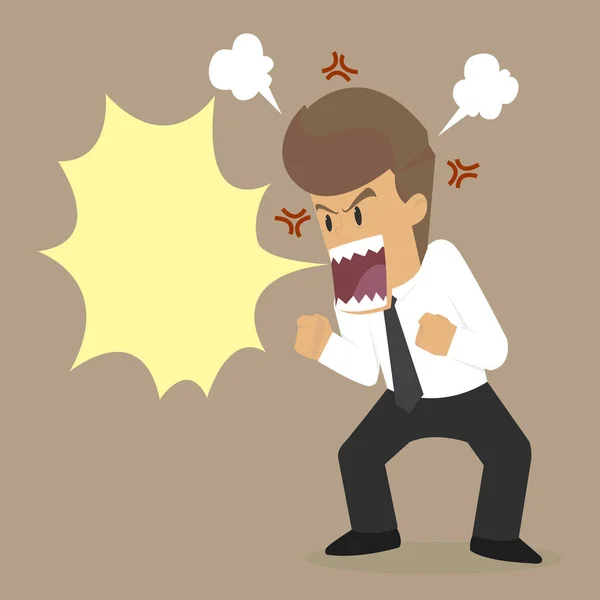 Businessman angry, yell crazy — Stock Vector