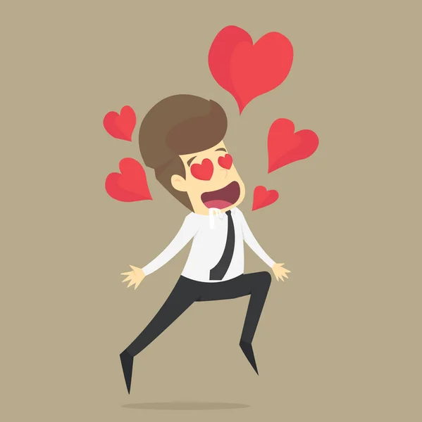 Businessman in love. Fall in love — Stock Vector