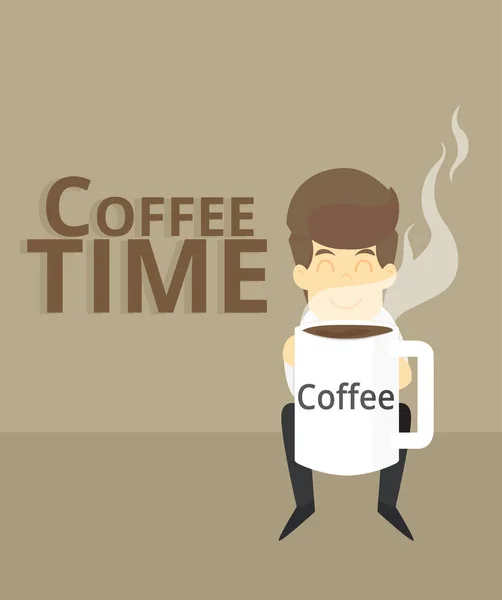 Affärsman kaffe tid — Stock vektor
