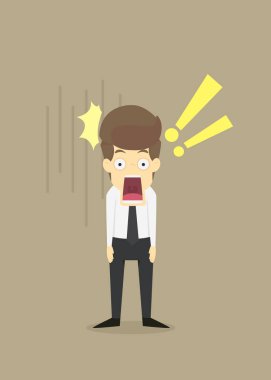 İşadamı ile geniş açık ağız şok