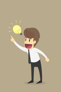 İşadamı mevcut yaratıcı ampul fikir. Vektör