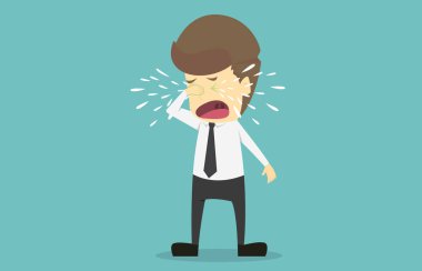 İşadamı hüzünlü ağlıyor. İş başarı çizgi film concep olduğunu