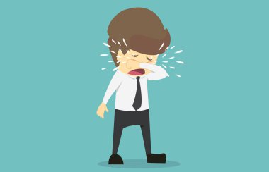 İşadamı hüzünlü ağlıyor. İş başarı çizgi film concep olduğunu