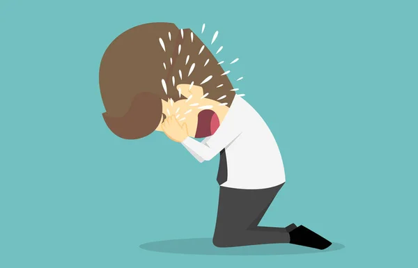 Homme d'affaires pleurer sad.Cartoon de succès commercial est la concession — Image vectorielle