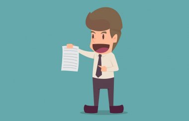İş adamı tutun teklif job.recruitment concept.cartoon busine