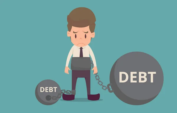 Businessman bonded pendulum debt.cartoon of business success is — Stock Vector