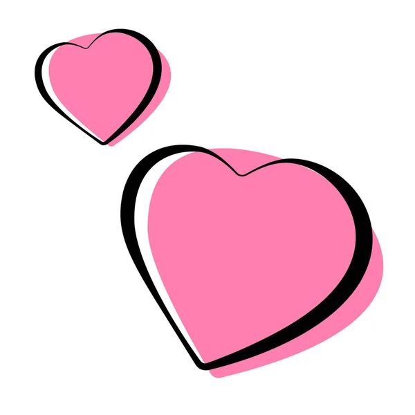 Corazón rosa en forma de iconos esbozados vector de ilustración . — Vector de stock